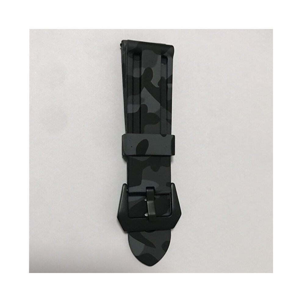 Black (Black) Camouflage Silicone Strap 24Mm For Panerai Pam368 389 11 Strap Replacement