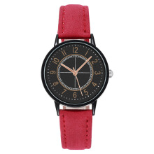 (Red) Elegant Ladies Quartz Watch with Frosted Belt - Simple Digital Fashion Casual Dress Watch