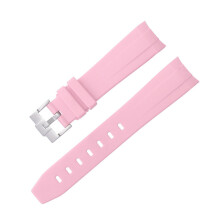 (Pink, 21MM) Rolex Black & Green Water-Resistant Watch with Arc Mouth Silicone Strap 20/21/22MM