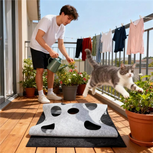 CatMats Interactive Multifunctional Foldable Pad Cat Indoor  Tunnel Cave Pad for Scratching Resting Running A 2