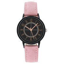 (Pink) Elegant Ladies Quartz Watch with Frosted Belt - Simple Digital Fashion Casual Dress Watch