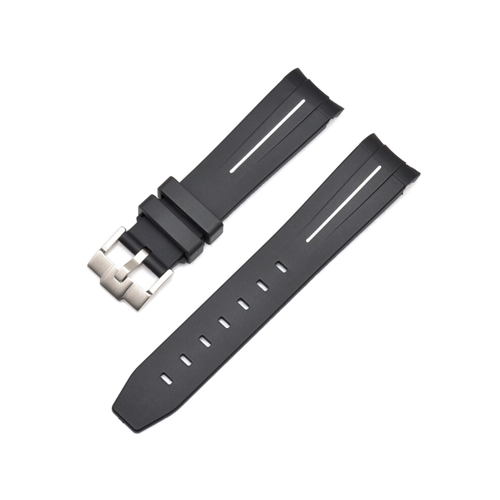 (Black White Line, 21MM) 20/21/22MM For Rolex Black And Green Aquaman Series Strap Silicone Arc Mouth