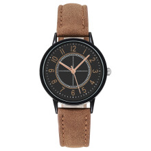 (Brown) Elegant Ladies Quartz Watch with Frosted Belt - Simple Digital Fashion Casual Dress Watch