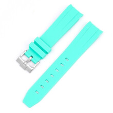 (Cyan, 22MM) Rolex Black & Green Water-Resistant Watch with Arc Mouth Silicone Strap 20/21/22MM