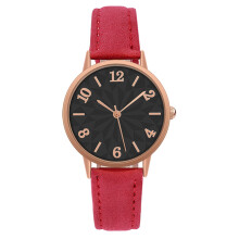 (Red) Women's Watch Brushed Leather Quartz Elegant Casual Business Digital Watch