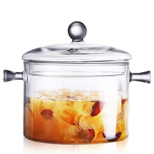 Glass Cooking Pots with Lids, 1400ml Heat-Resistant Borosilicate Glass Cooking Pan, Transparent Glass Saucepan Stockpot with lid and Double Handles