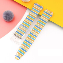 (Multicoloured, 19MM) Silicone Strap For Swatch 17/19MM Trigeminal Printed Strap Silicone Accessory