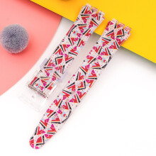 (Triangle Red And White, 17MM) Silicone Strap For Swatch 17/19MM Trigeminal Printed Strap Silicone Accessory