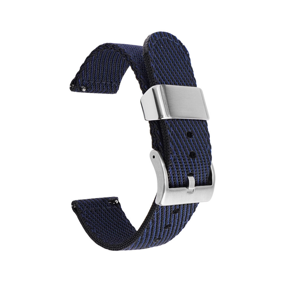 Blue ( Rice, 24Mm) Universal Smartwatch With Switch Lugs Striped Nylon Braided Strap 18 20 22 24Mm