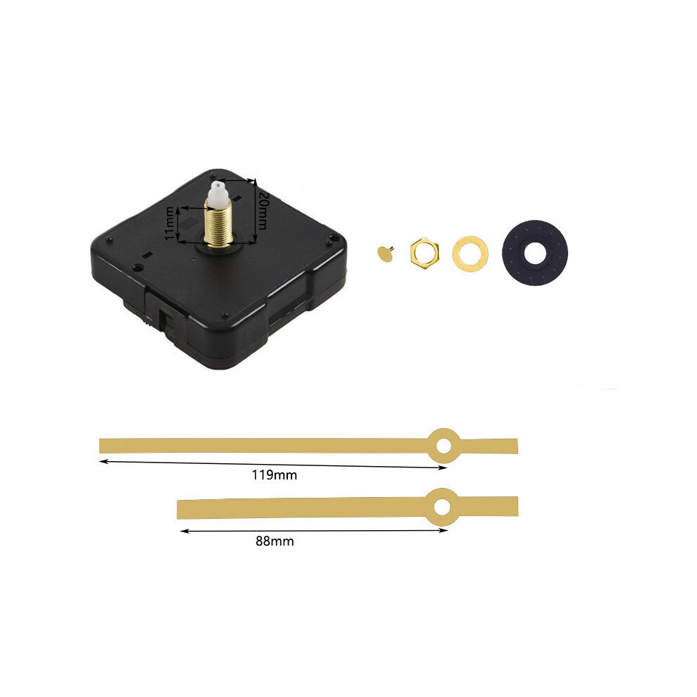 (Gold Seconds) Silent Quartz Wall Clock Movement For Diy & Repair Projects 113121170085