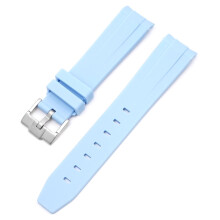 (Light Blue, 20MM) Rolex Black & Green Water-Resistant Watch with Arc Mouth Silicone Strap 20/21/22MM