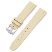 (Beige, 20MM) Rolex Black & Green Water-Resistant Watch with Arc Mouth Silicone Strap 20/21/22MM