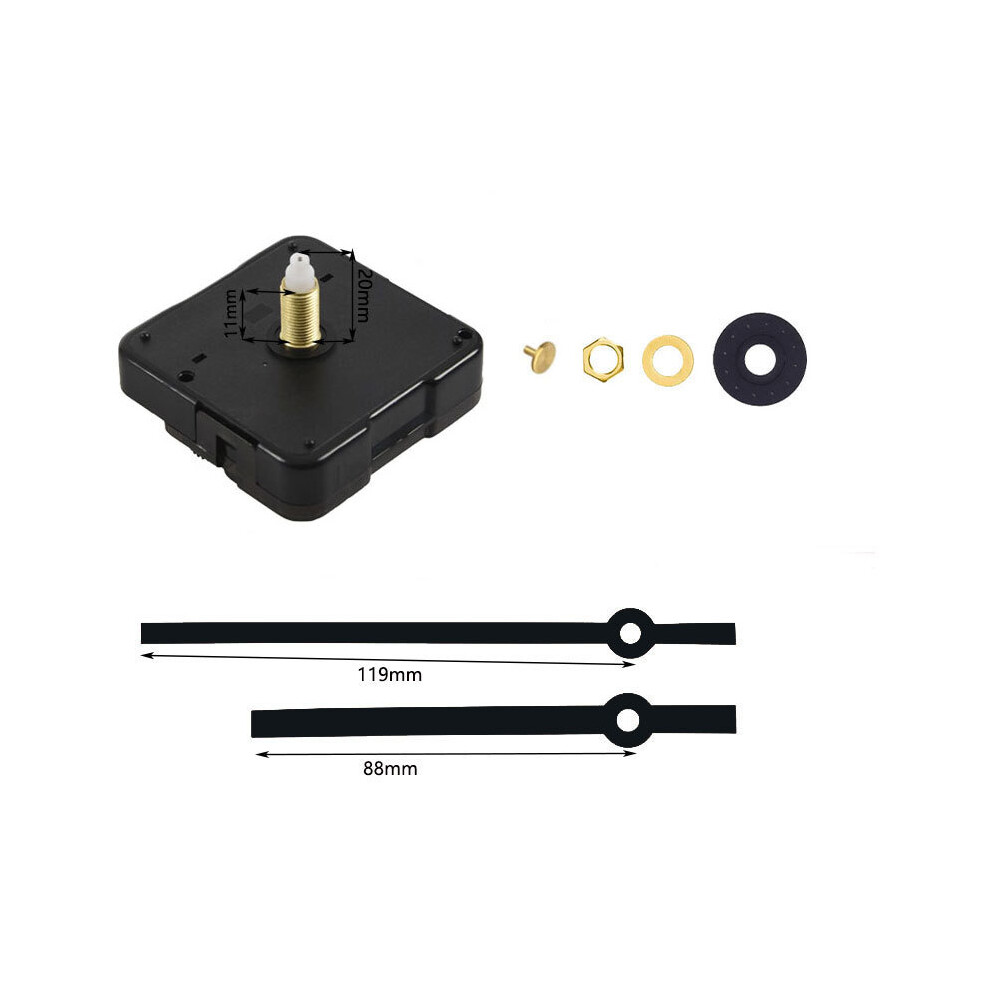 (Black+Gold Seconds) Silent Quartz Wall Clock Movement For Diy & Repair Projects 113121170061
