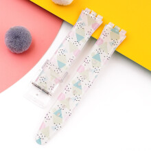 (Triangle, 17MM) Silicone Strap For Swatch 17/19MM Trigeminal Printed Strap Silicone Accessory