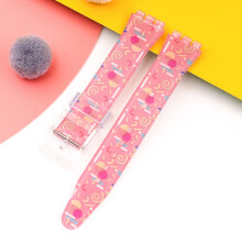 (Round Red, 17MM) Silicone Strap For Swatch 17/19MM Trigeminal Printed Strap Silicone Accessory