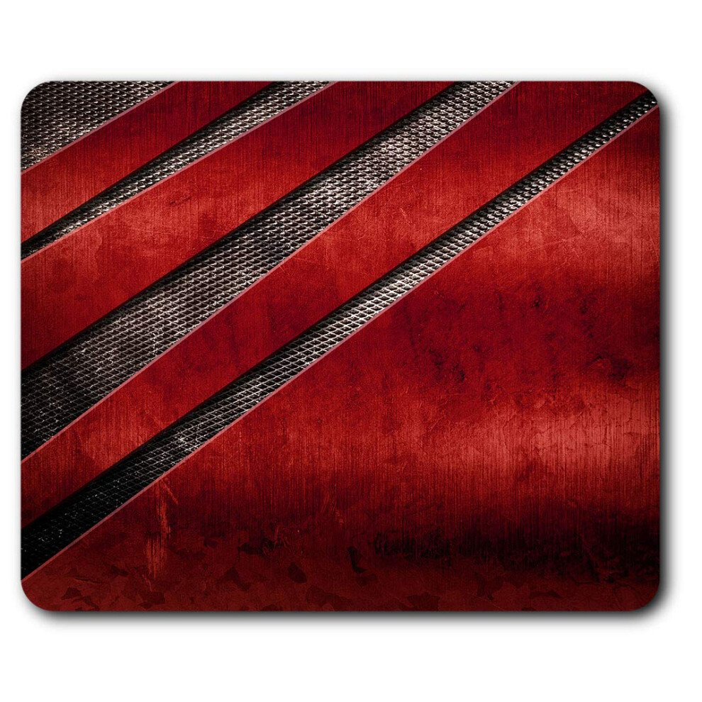 Comfortable Mouse Mat - Funky Imitation Metal 23.5 X 19.6 Cm (9.3 X 7.7 Inches) For Computer & Laptop, Office, Non-Slip Base - Rm3902 Red 7625998995584