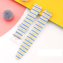 (Blue And Yellow, 17MM) Silicone Strap For Swatch 17/19MM Trigeminal Printed Strap Silicone Accessory