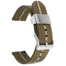(Brown Rice, 20MM) Universal Smartwatch Band with Switch Lugs - Striped Nylon Braided Strap, Fits 18/20/22/24mm