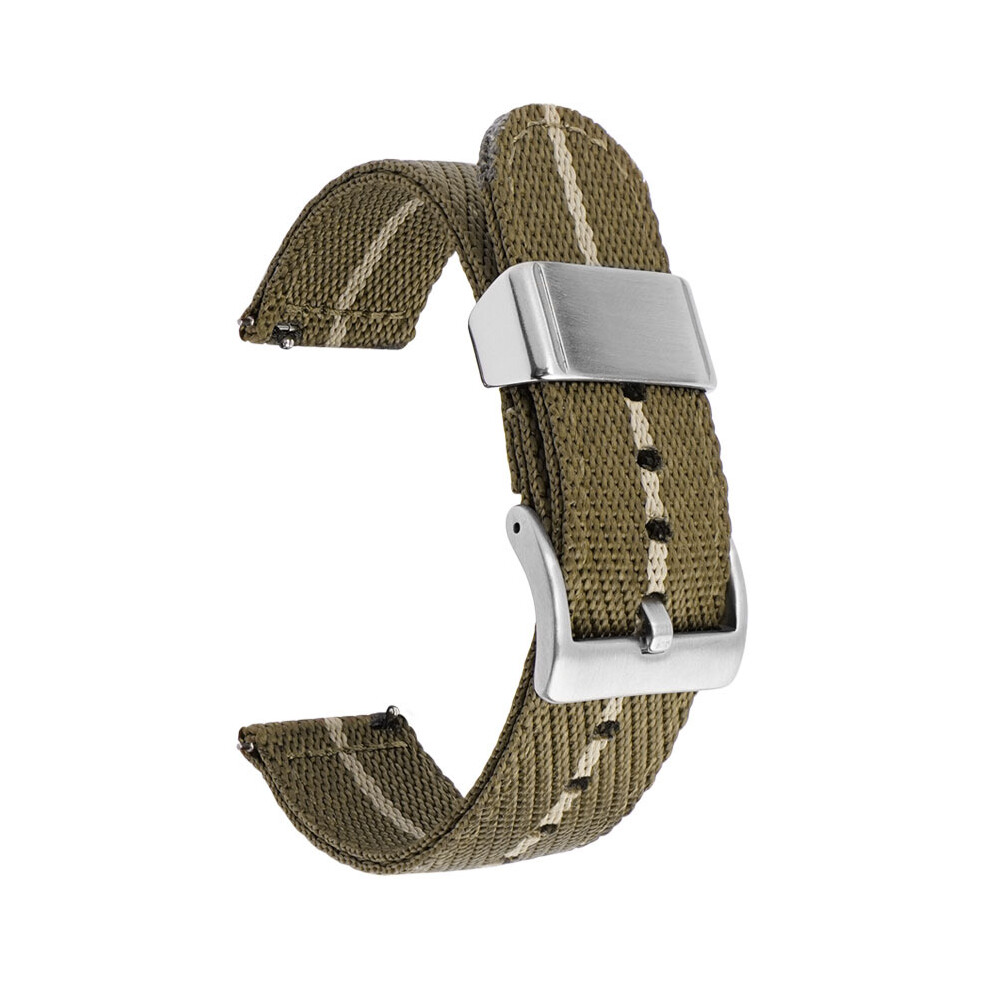 Brown ( Rice, 20Mm) Universal Smartwatch With Switch Lugs Striped Nylon Braided Strap 18 20 22 24Mm