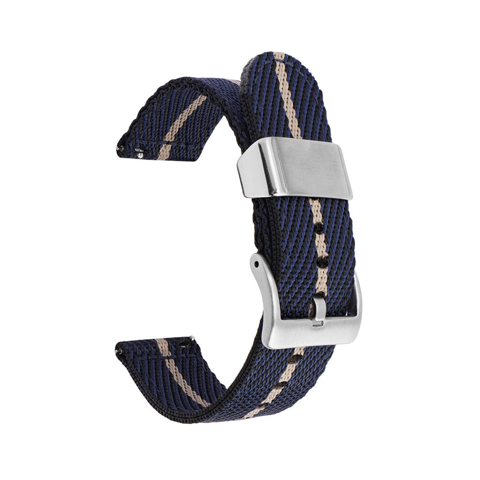 Blue ( Rice, 18Mm) Universal Smartwatch With Switch Lugs Striped Nylon Braided Strap 18 20 22 24Mm