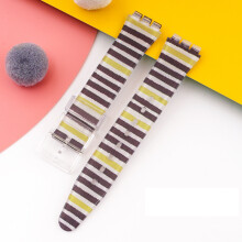 (Zebra Stripe, 19MM) Silicone Strap For Swatch 17/19MM Trigeminal Printed Strap Silicone Accessory