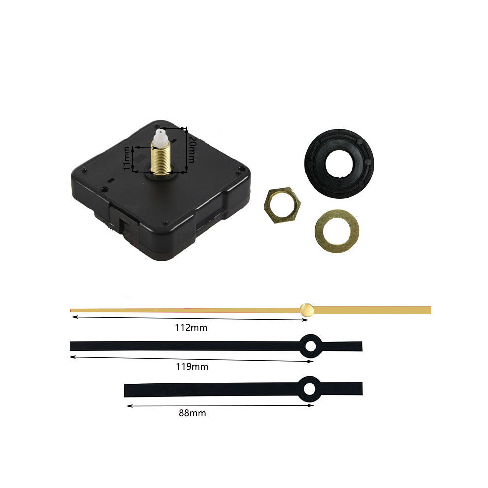 (Black Gold) Silent Quartz Wall Clock Movement For Diy & Repair Projects 113121170047