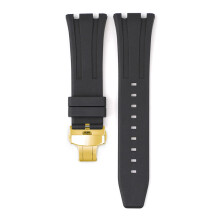 (Black) For Audemars Piguet Royal Oak 15500/15400/26331 Gold Butterfly Clasp Strap 26MM