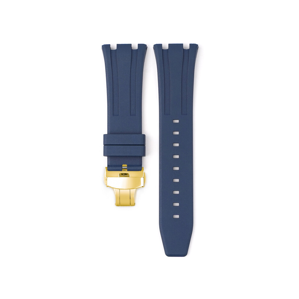 (Blue) For Audemars Piguet Royal Oak 15500/15400/26331 Gold Butterfly Clasp Strap 26MM