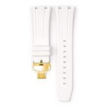 (White) For Audemars Piguet Royal Oak 15500/15400/26331 Gold Butterfly Clasp Strap 26MM