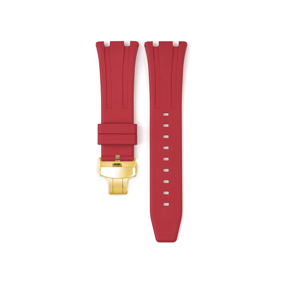 (Red) For Audemars Piguet Royal Oak 15500/15400/26331 Gold Butterfly Clasp Strap 26MM