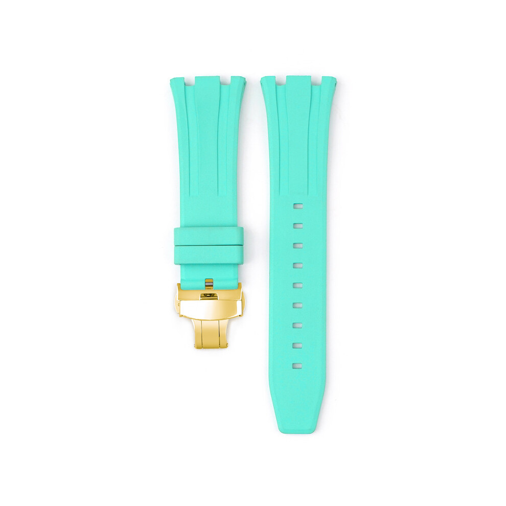 (Teal) For Audemars Piguet Royal Oak 15500/15400/26331 Gold Butterfly Clasp Strap 26MM