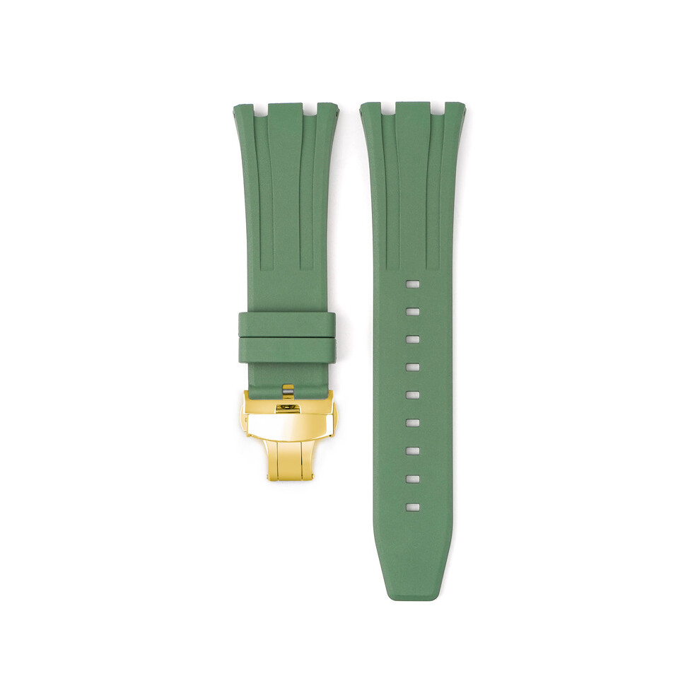 (Military Green) For Audemars Piguet Royal Oak 15500/15400/26331 Gold Butterfly Clasp Strap 26MM