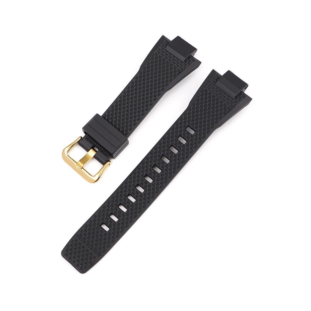 (Black-Rubber Ring) Replacement Watch Strap For G-Shock GST-B400 Gold Buckle Strap