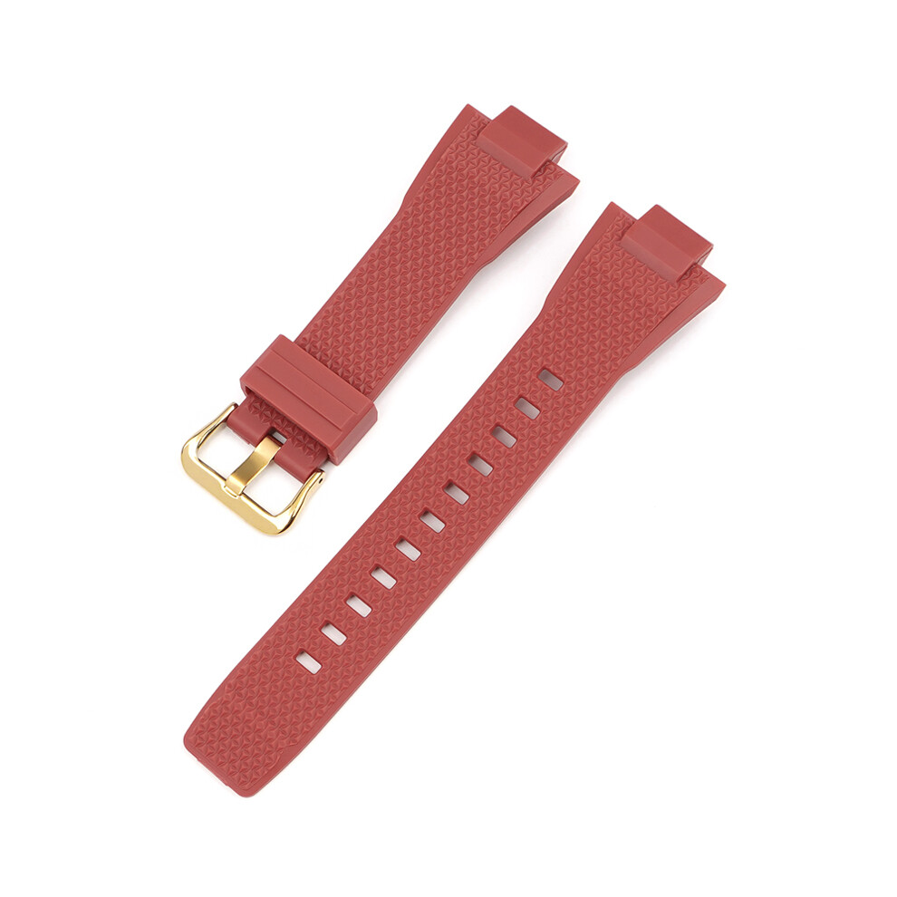 (Red-Rubber Ring) Replacement Watch Strap For G-Shock GST-B400 Gold Buckle Strap