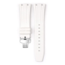 (White) For Audemars Piguet Royal Oak 15500/15400 Silver Butterfly Clasp Strap 26MM