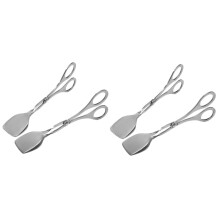 4pcs Stainless Steel Food Tongs Set Ergonomic Nonslip Grip for Barbecue Buffet Spaghetti and Meat