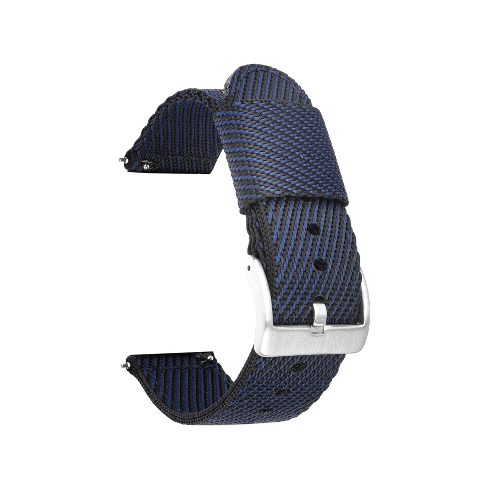(Black blue, 20mm) For Huawei GT2 Woven Nylon Strap Quick Release Strap 20 22mm
