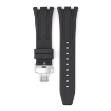 (Black) For Audemars Piguet Royal Oak 15500/15400 Silver Butterfly Clasp Strap 26MM