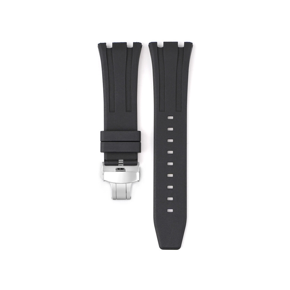 (Black) For Audemars Piguet Royal Oak 15500/15400 Silver Butterfly Clasp Strap 26MM