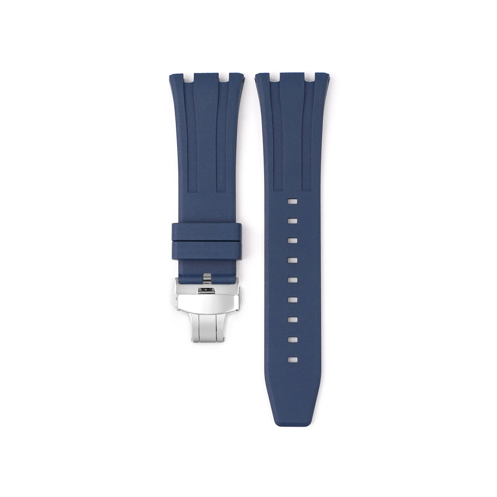 (Blue) For Audemars Piguet Royal Oak 15500/15400 Silver Butterfly Clasp Strap 26MM