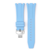 (Light Blue) For Audemars Piguet Royal Oak 15500/15400 Silver Butterfly Clasp Strap 26MM