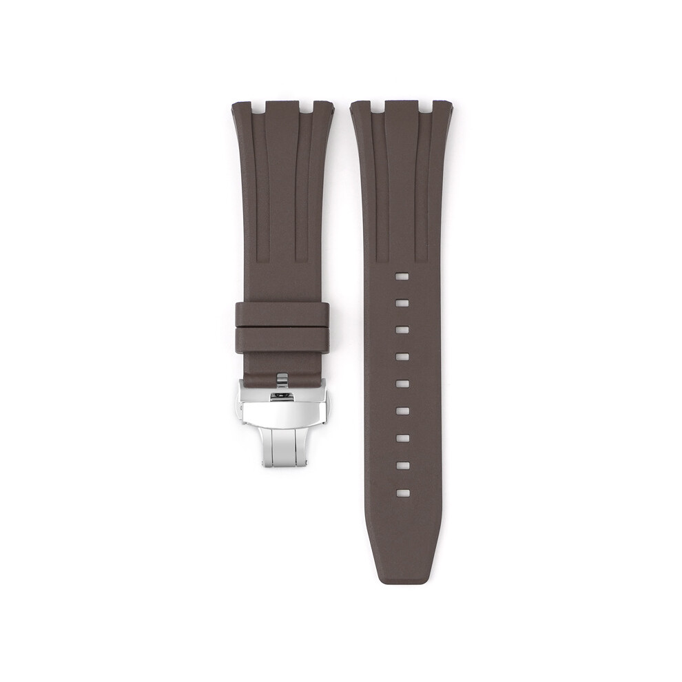 (Brown) For Audemars Piguet Royal Oak 15500/15400 Silver Butterfly Clasp Strap 26MM