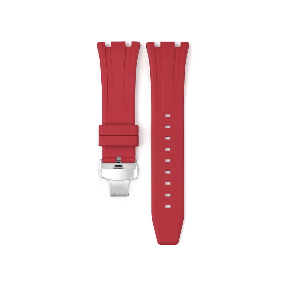 (Red) For Audemars Piguet Royal Oak 15500/15400 Silver Butterfly Clasp Strap 26MM