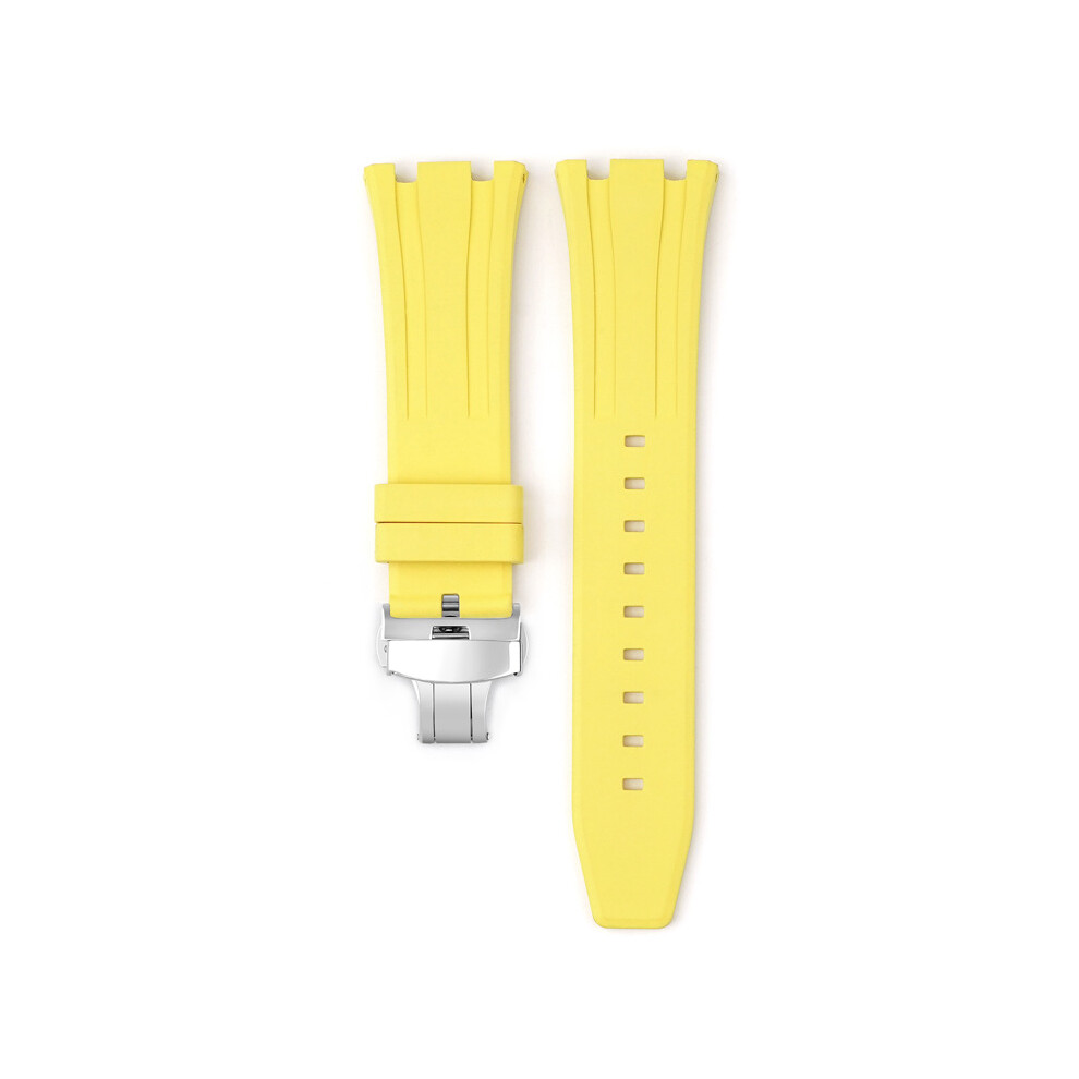 (Yellow) For Audemars Piguet Royal Oak 15500/15400 Silver Butterfly Clasp Strap 26MM