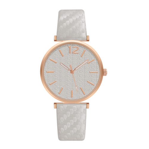 (Grey) Elegant Ladies Quartz Watch with Casual Leather Strap - Pointer Type