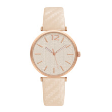 (Off-White) Elegant Ladies Quartz Watch with Casual Leather Strap - Pointer Type