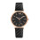 (Black) Elegant Ladies Quartz Watch with Casual Leather Strap - Pointer Type 1