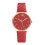 (Red) Elegant Ladies Quartz Watch with Casual Leather Strap - Pointer Type 1