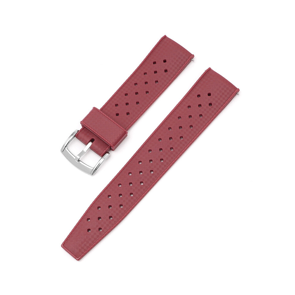 Red/Silver (, 20Mm) 20/22Mm Strap For Seiko Omega Square Hole Breathable Tpu Buckle Strap