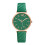 (Green) Elegant Ladies Quartz Watch with Casual Leather Strap - Pointer Type 1